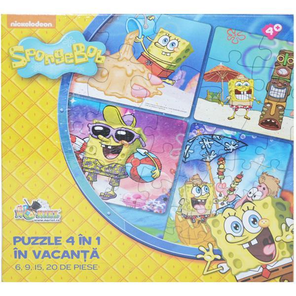 Puzzle 4 in 1 Spongebob - In vacanta - 6,9,15,20