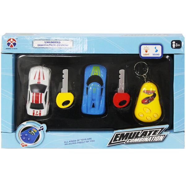 Set 2 Masini cu chei si breloc cu baterii