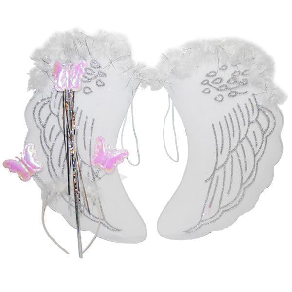 Set Aripioare de ingerasi cu coronita, bagheta si puf