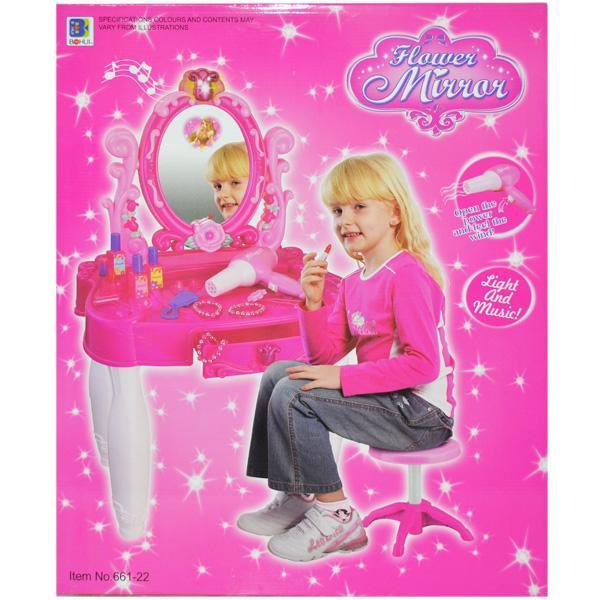 Set Masuta cu scaunel, oglinda si accesorii cu lumina