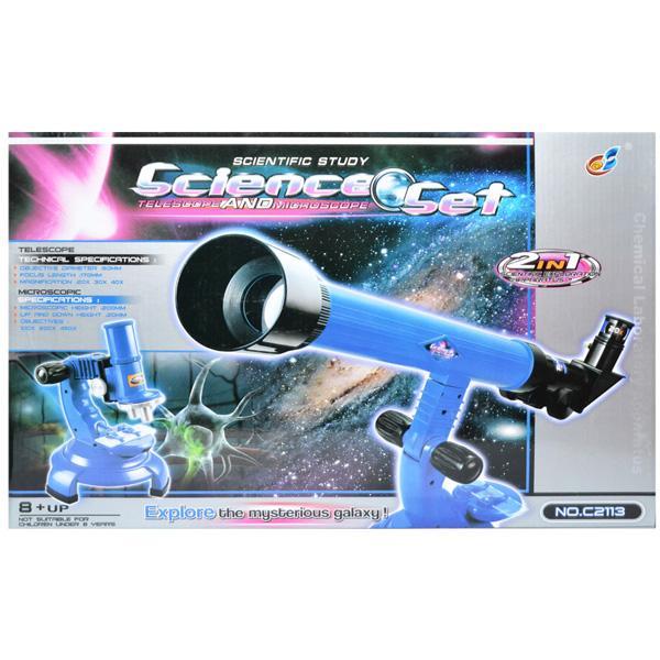 Set Telescop + microscop cu baterii